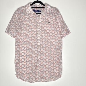 Vineyard Vines Button Up Palm Tree Shirt Young Men Boys' Size 18 XL